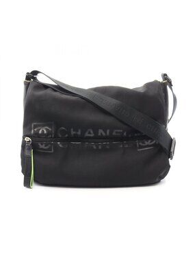 Chanel Shoulder Bag Sports Line CC Logo Black Nylon Rubber